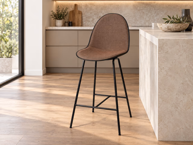 Eternity High Stool — Full Front Upholstered, Coffee Waste Black by Mater