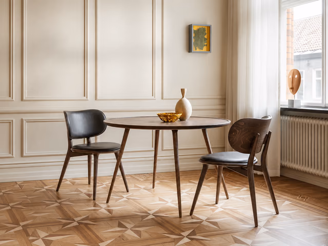 Accent Dining Table — Sirka Grey Stain Lacquered Oak, Ø 110 by Mater