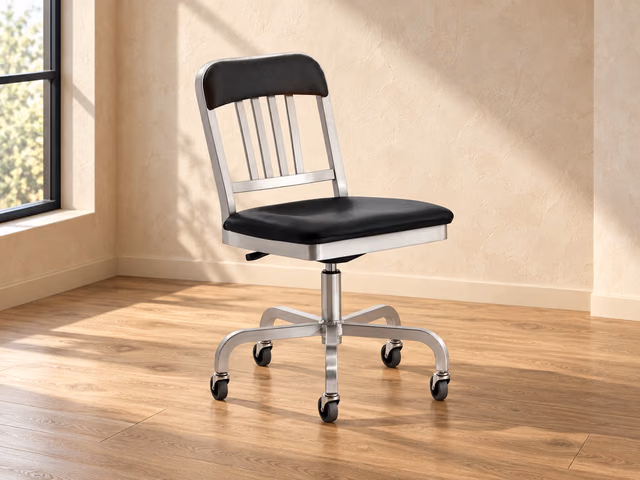 1022 Navy Classic Semi-Upholstered Swivel Chair by Emeco