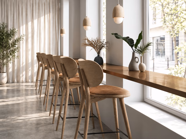 High Stool Backrest — Natural Matt Lacquered Oak, 69 cm by Mater