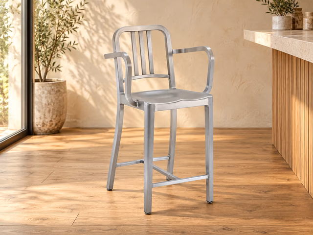 1006 Navy Stool with Arms by Emeco