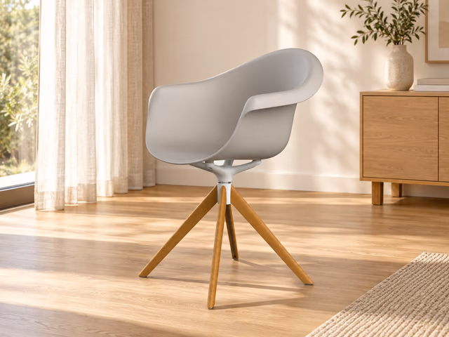 Incasso Swivel Armchair With Wooden Legs by Vondom