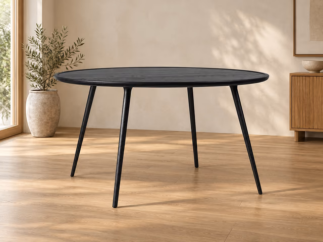 Accent Dining Table — Black Stain Lacquered Oak, Ø 140 by Mater