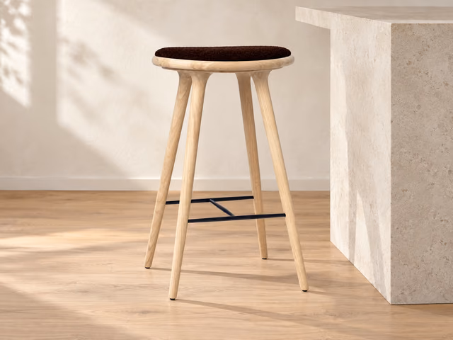 High Stool — Soaped Oak with Baru 0390, 74 cm by Mater