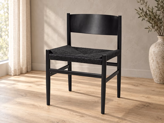 Nestor Side Chair — Black Beech, Black Paper Cord Seat by Mater