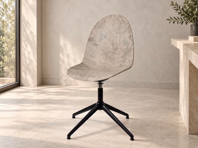 Eternity Swivel Office Chair — Black Base, Wood Waste Grey by Mater