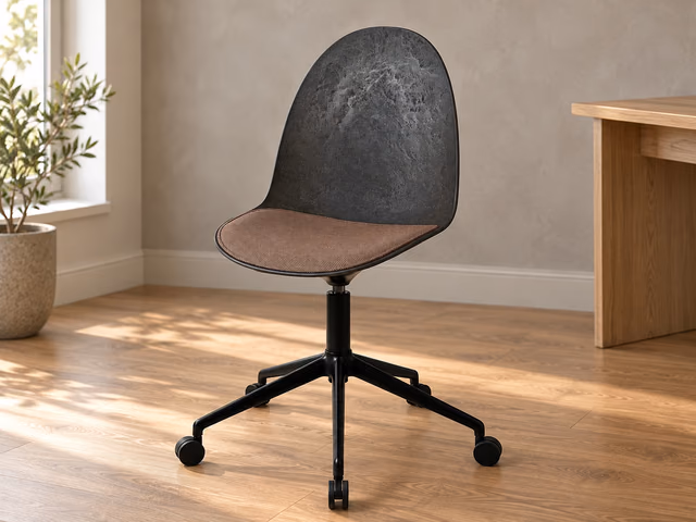 Eternity Swivel Office Chair — Black Base with Castors, Upholstered Seat, Coffee Waste Black by Mater
