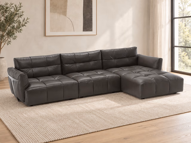 Herman Sectional (Leather, Tufted) by Natuzzi Italia