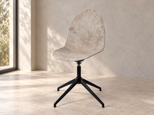 Eternity Swivel — Black Base, Upholstered Seat, Wood Waste Grey by Mater