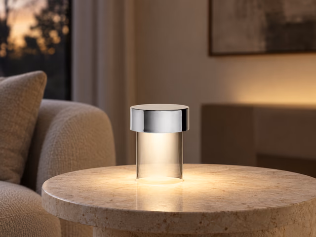 Last Order Clear Portable Lamp, Stainless Steel by Flos