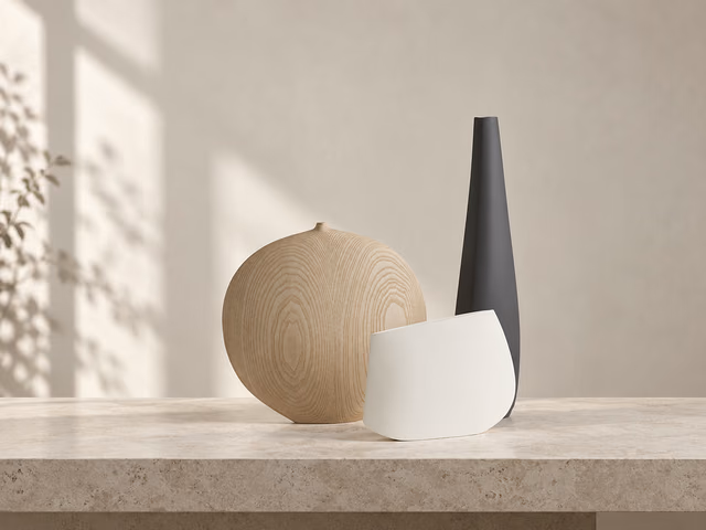 Vaso Lente Wood Vase Elm by Kose