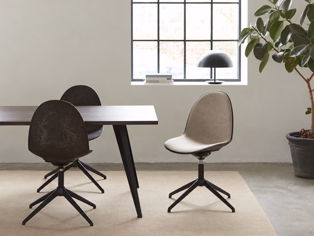 Eternity Swivel Office Chair — Black Base, Full Front Upholstered, Coffee Waste Black by Mater