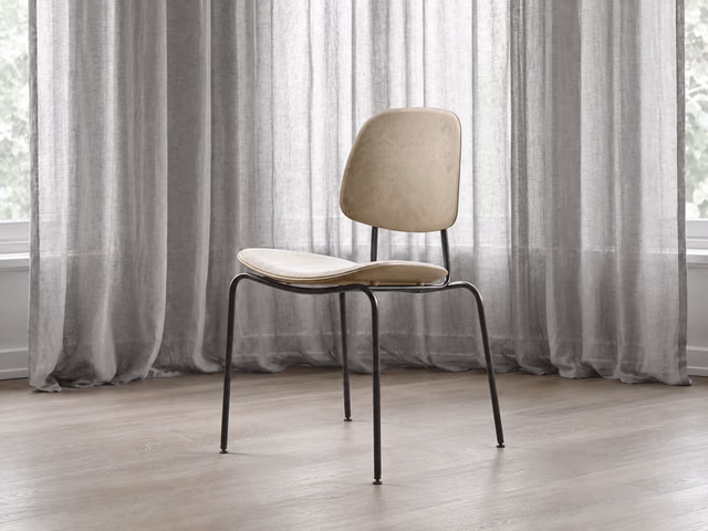 Compound Dining Chair — Full Front Upholstered, Coffee Waste Light by Mater