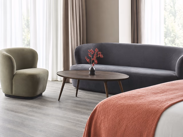 Accent Oval Lounge Table — Sirka Grey Stain Lacquered Oak by Mater