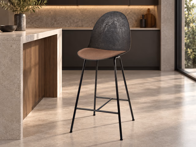 Eternity High Stool — Upholstered Seat, Coffee Waste Black by Mater