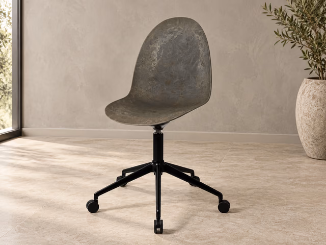 Eternity Swivel — Black Base with Castors, Upholstered Seat, Coffee Waste Dark by Mater