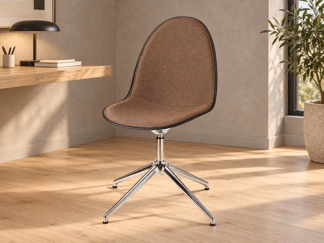 Eternity Swivel Office Chair — Polished Base, Full Front Upholstered, Coffee Waste Black by Mater