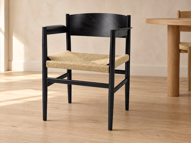 Nestor Armchair — Black Beech, Natural Paper Cord Seat by Mater