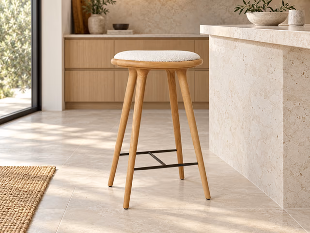 High Stool — Oiled Oak with Baru 0200, 74 cm by Mater