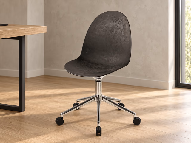 Eternity Swivel Office Chair — Polished Base with Castors, Coffee Waste Black by Mater