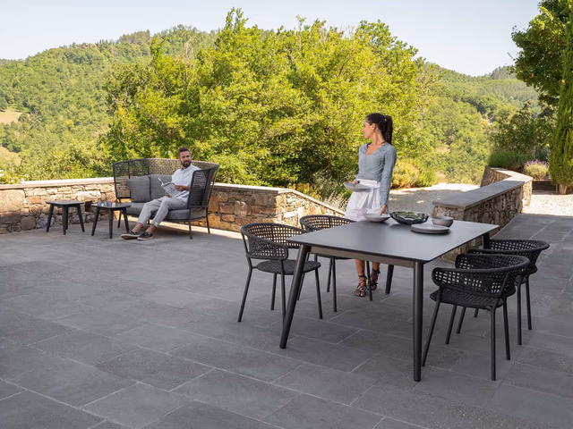 Moon//Alu 160/215 × 95 Extendible Dining Table, Aluminum Top by Talenti