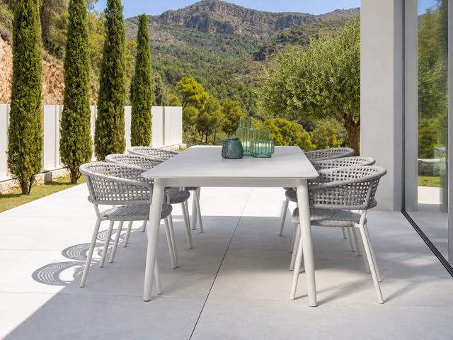 Moon//Alu 160/215 × 95 Extendible Dining Table, Ceramic Top by Talenti