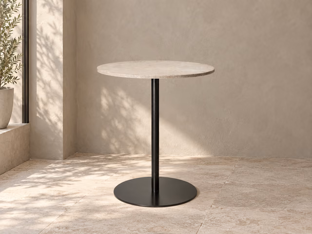 Mater Café Table — Wood Waste Grey, H 71,6 cm, Ø 60 cm by Mater