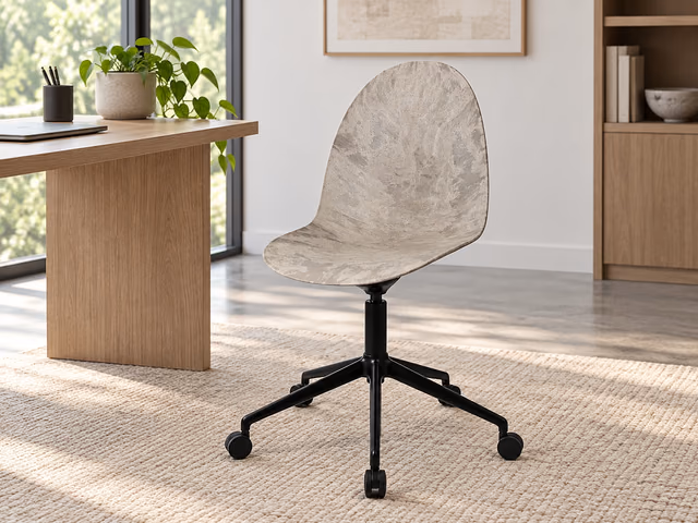 Eternity Swivel Office Chair — Black Base with Castors, Wood Waste Grey by Mater