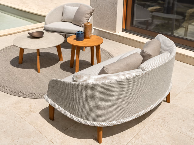 CleoSoft//Wood Love Seat Sofa by Talenti