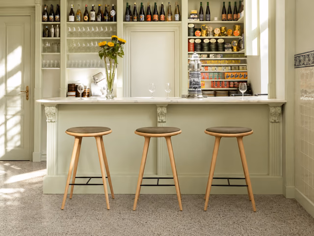 High Stool — Oiled Oak with Clay 0017, 74 cm by Mater