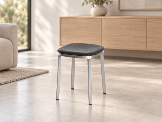 1 Inch Small Stool, Upholstered Seat by Emeco
