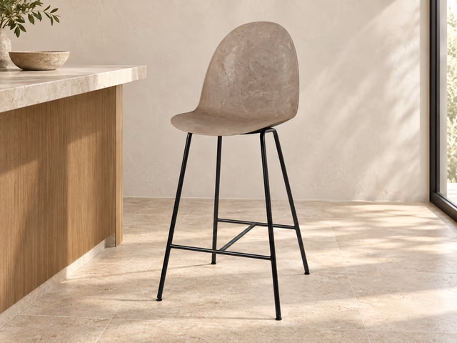 Eternity High Stool — Full Front Upholstered, Coffee Waste Light by Mater