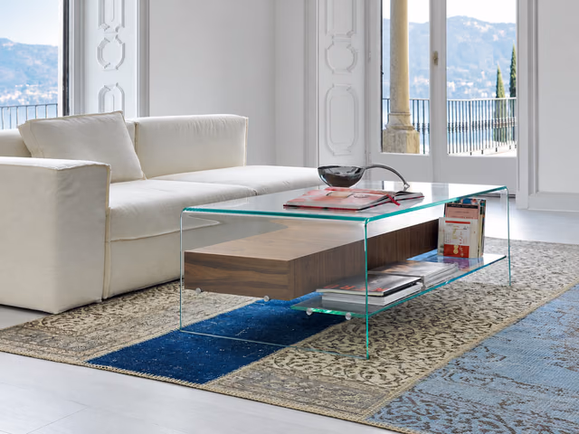 Bridge Coffee Table with Drawer and Shelf by Sovet