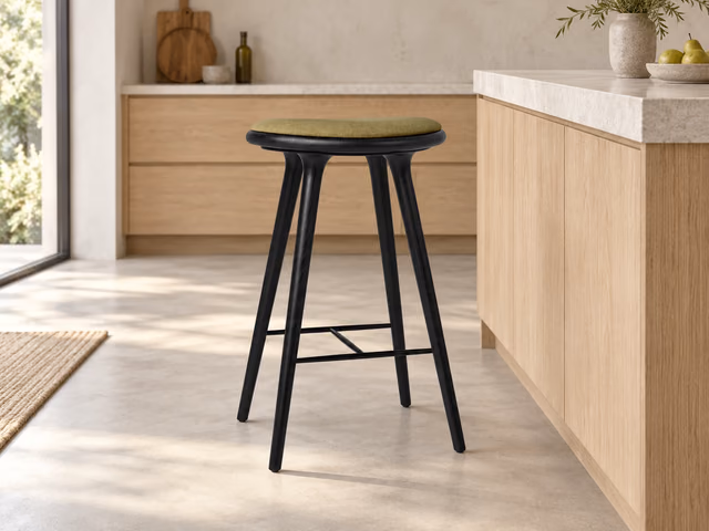 High Stool — Black Oak with Clay 0017, 74 cm by Mater
