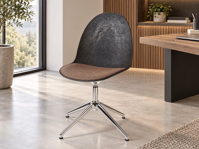 Eternity Swivel Office Chair — Polished Base, Upholstered Seat, Coffee Waste Black by Mater