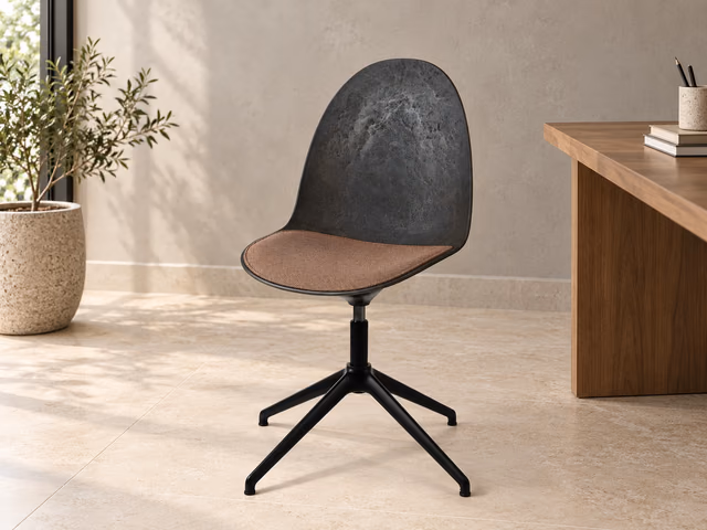 Eternity Swivel Office Chair — Black Base, Upholstered Seat, Coffee Waste Black by Mater