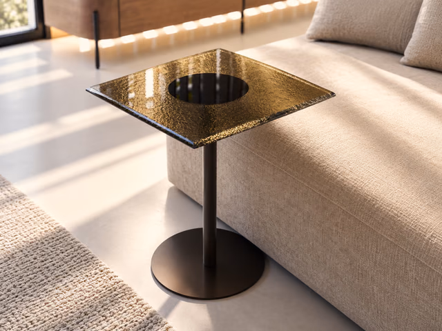Resurface Bronze Glass Pedestal Side Table by Caracole