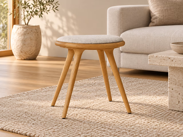 Low Stool — Oiled Oak with Kvadrat Clay 0012, 47 cm by Mater