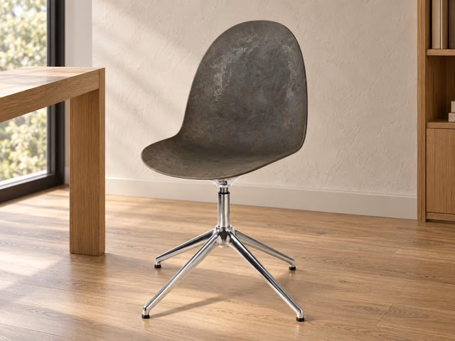 Eternity Swivel — Polished Base, Full Front Upholstered, Coffee Waste Dark by Mater