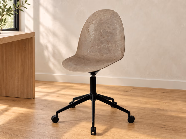Eternity Swivel — Black Base with Castors, Upholstered Seat, Coffee Waste Light by Mater