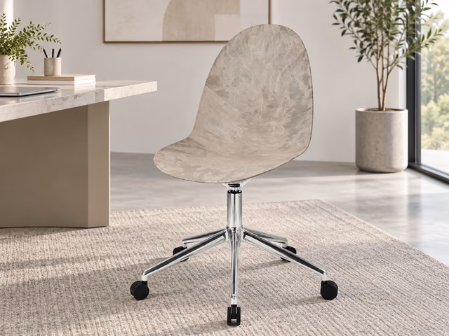 Eternity Swivel — Polished Base with Castors, Full Front Upholstered, Wood Waste Grey by Mater