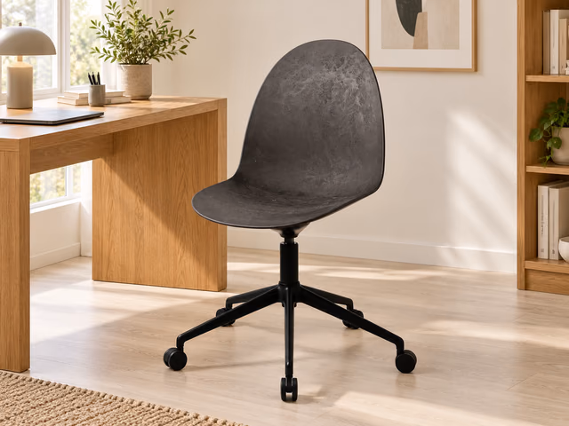 Eternity Swivel Office Chair — Black Base with Castors, Coffee Waste Black by Mater