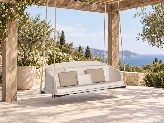 CleoSoft//Wood Swing Sofa by Talenti