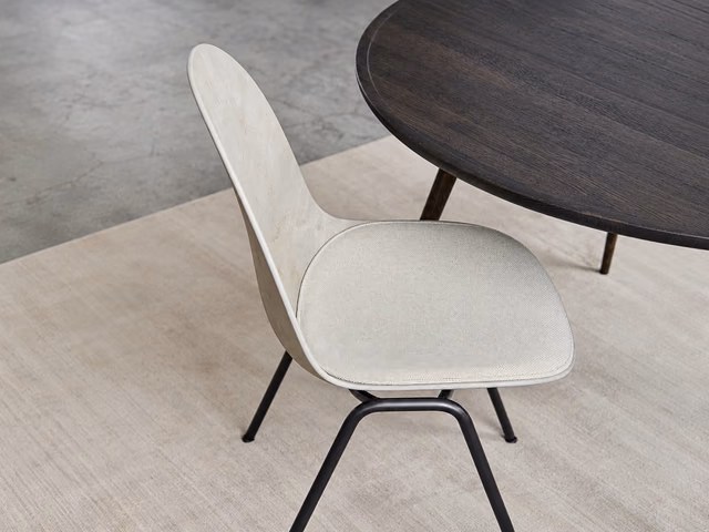 Eternity Side Chair — Upholstered Seat, Wood Waste Grey by Mater