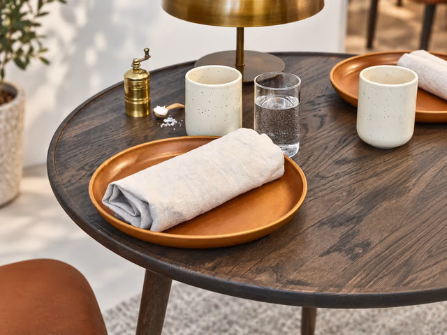Accent Café Table — Sirka Grey Stain Lacquered Oak, Ø 70 by Mater