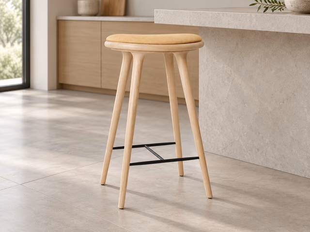 High Stool — Matt Oak with Clay 0007, 74 cm by Mater