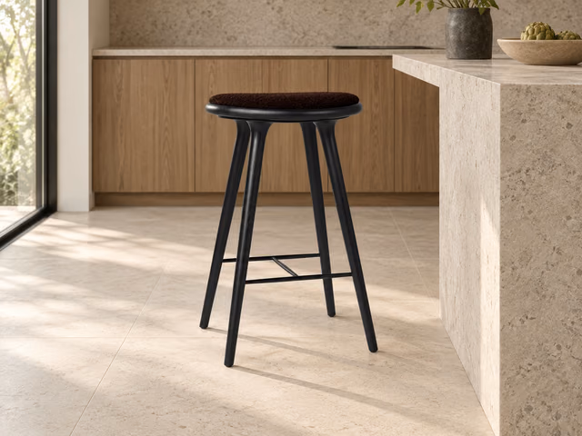 High Stool — Black Oak with Baru 0390, 74 cm by Mater
