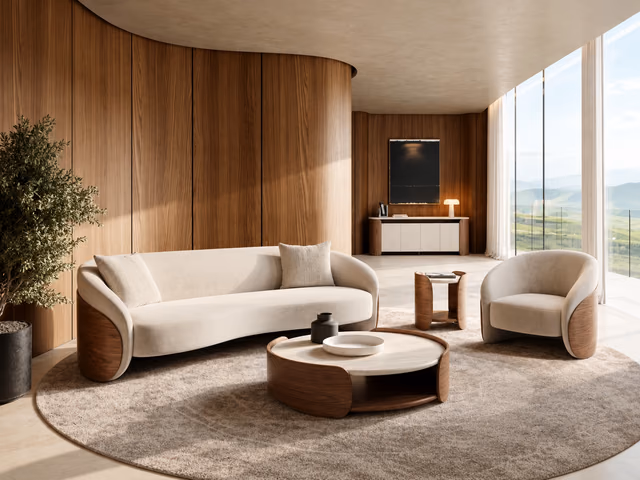 Fleur Wood Back Lounge Chair by Caracole