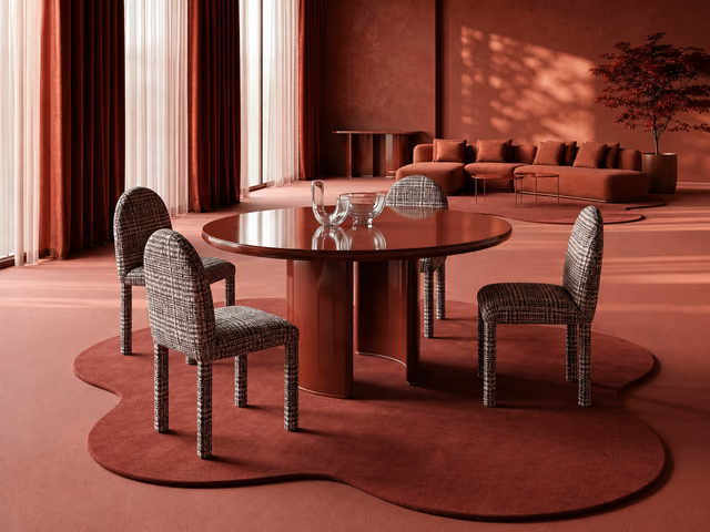 Tobie Round Dining Table - Rouge by Caracole