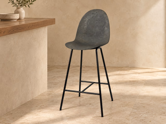 Eternity High Stool — Full Front Upholstered, Coffee Waste Dark by Mater